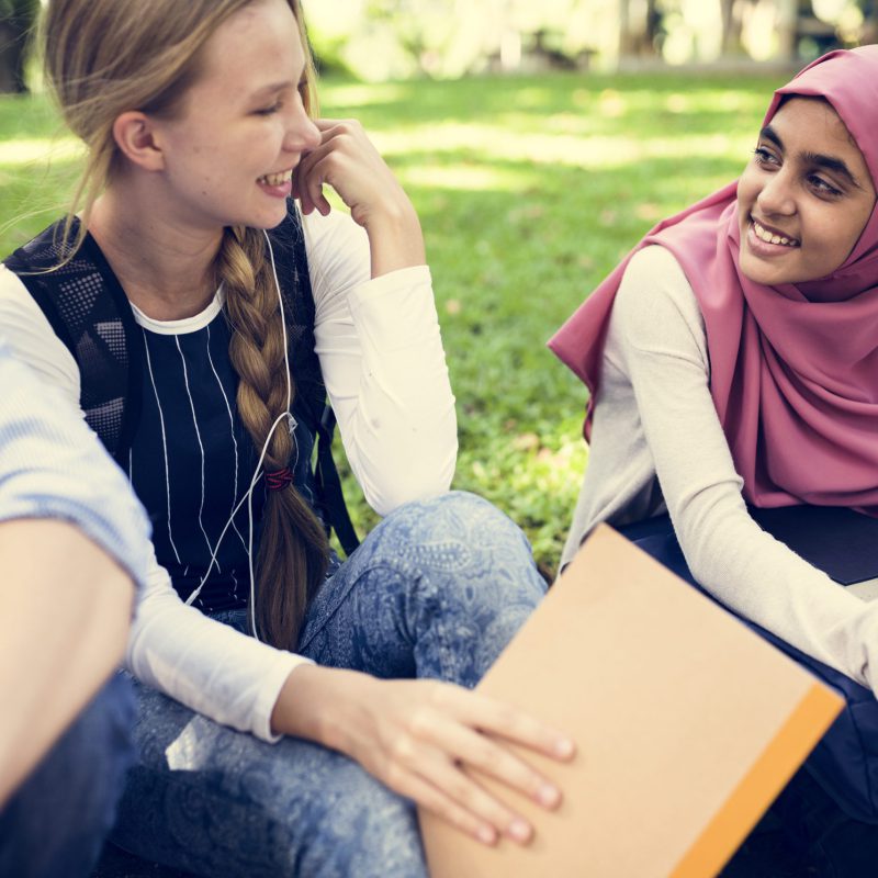 Diverse children studying outdoor Diverse children studying outdoor